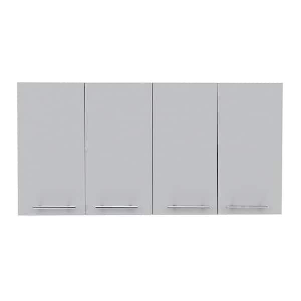 Amucolo 47.2 in. W x 13.1 in. D x 23.6 in. H White Wood Ready to Assemble Wall Kitchen Cabinet with Shelves and Four Doors