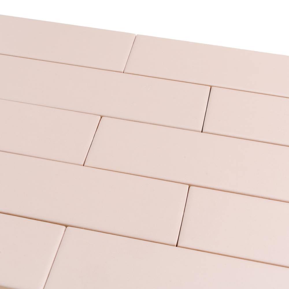 Matte Pink Ceramic Subway Tile 2" x 8"