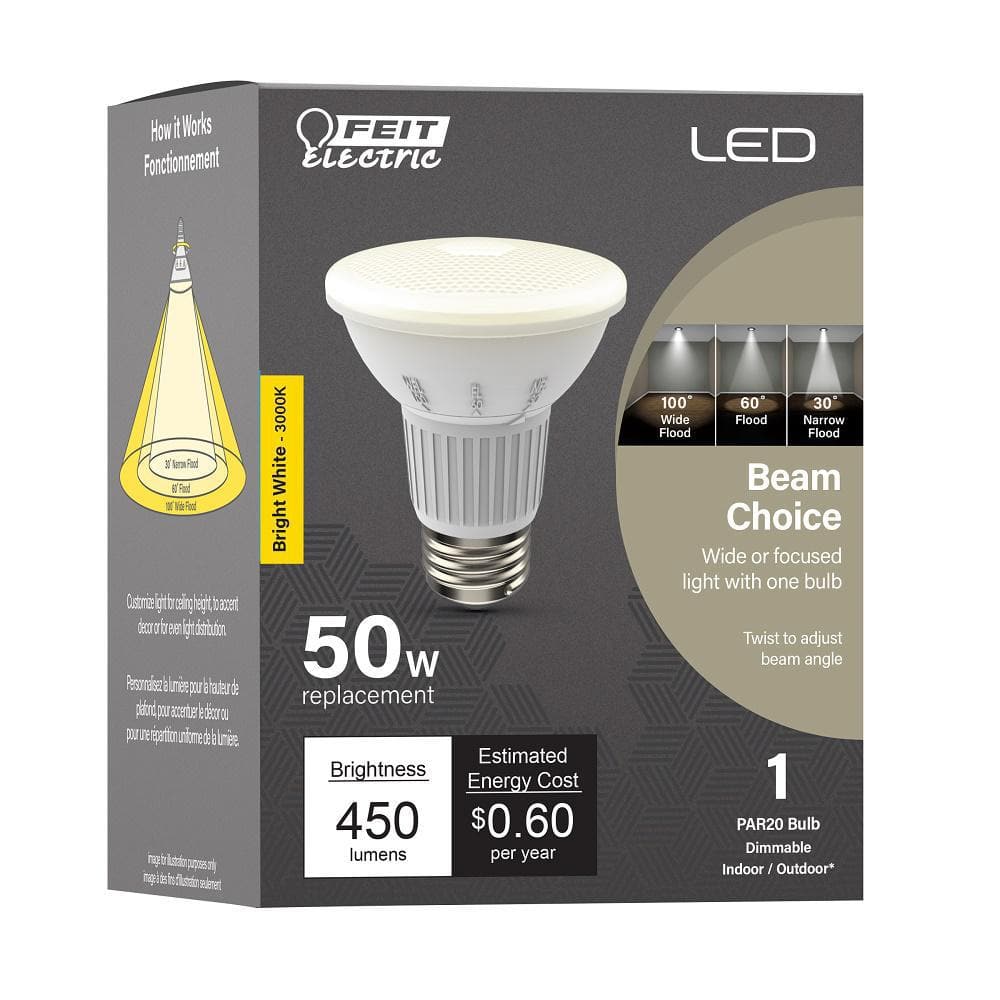 Bright White Adjustable Beam LED PAR20 Bulb