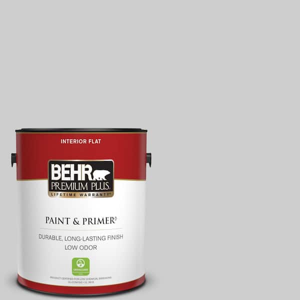 BEHR PREMIUM PLUS 1 gal. #770E-2 Silver Screen color Flat Low Odor Interior Paint & Primer