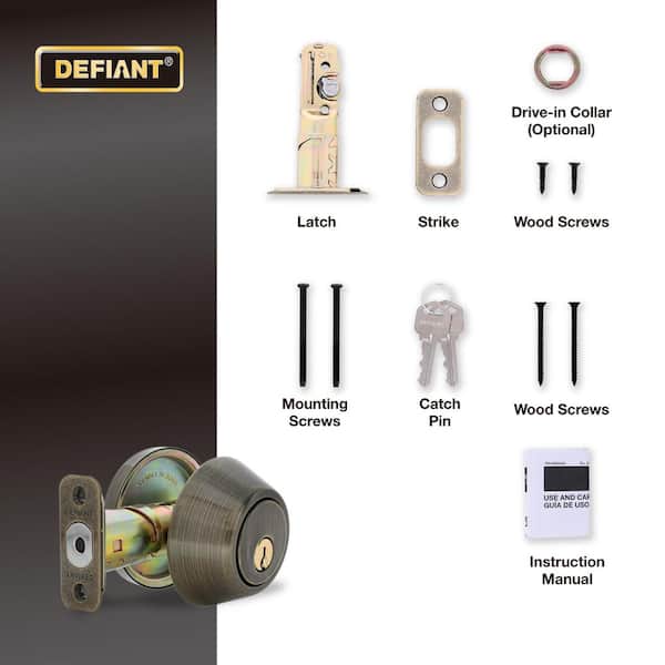Defiant Antique Brass Single Cylinder Deadbolt 32DD81 - The Home Depot