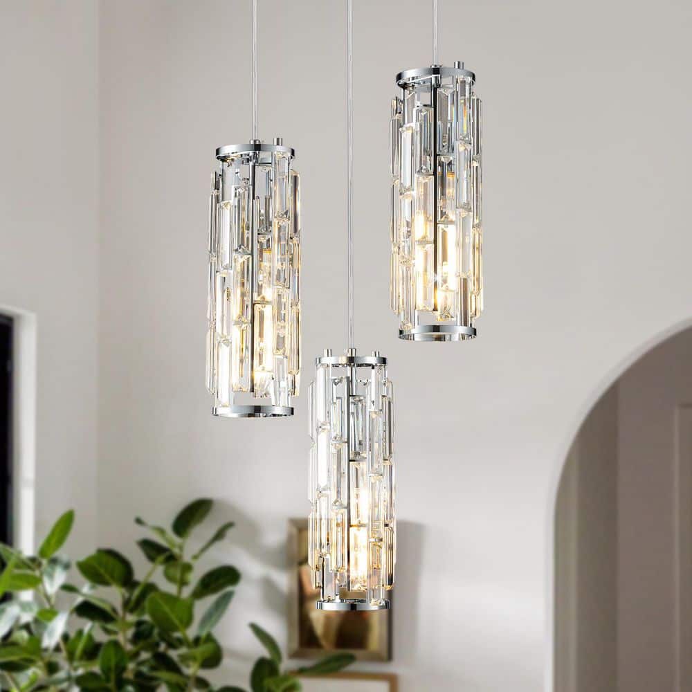 Home Lignting 40 Watts 3-Lignt Mordern Chrome Pendant LightCrystal Pendant Design for Kitchen lsland, No Bulbs included price history on PriceWatchPro