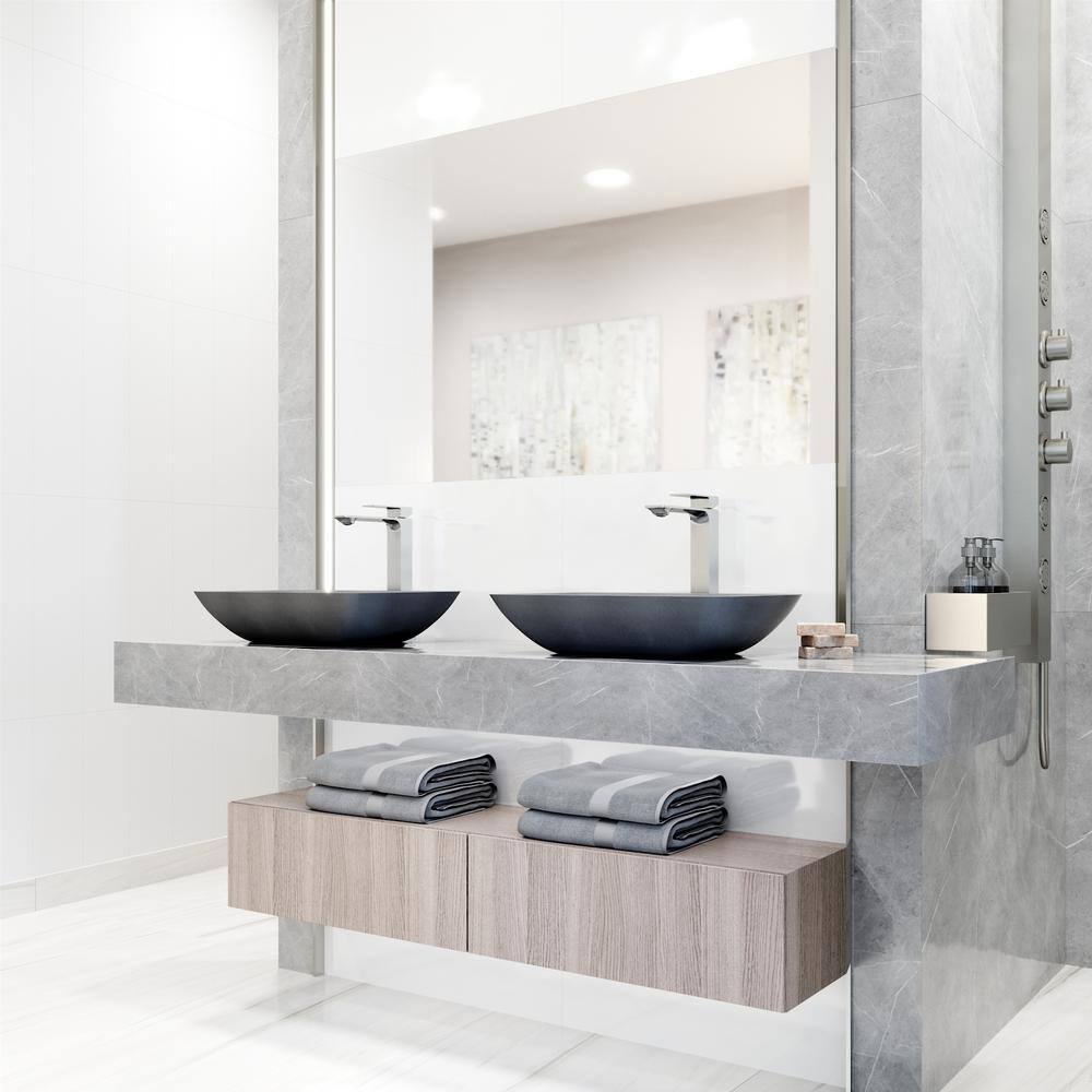 Concerto Stone Rectangular Above-Counter Bathroom Sink with Dunn Faucet