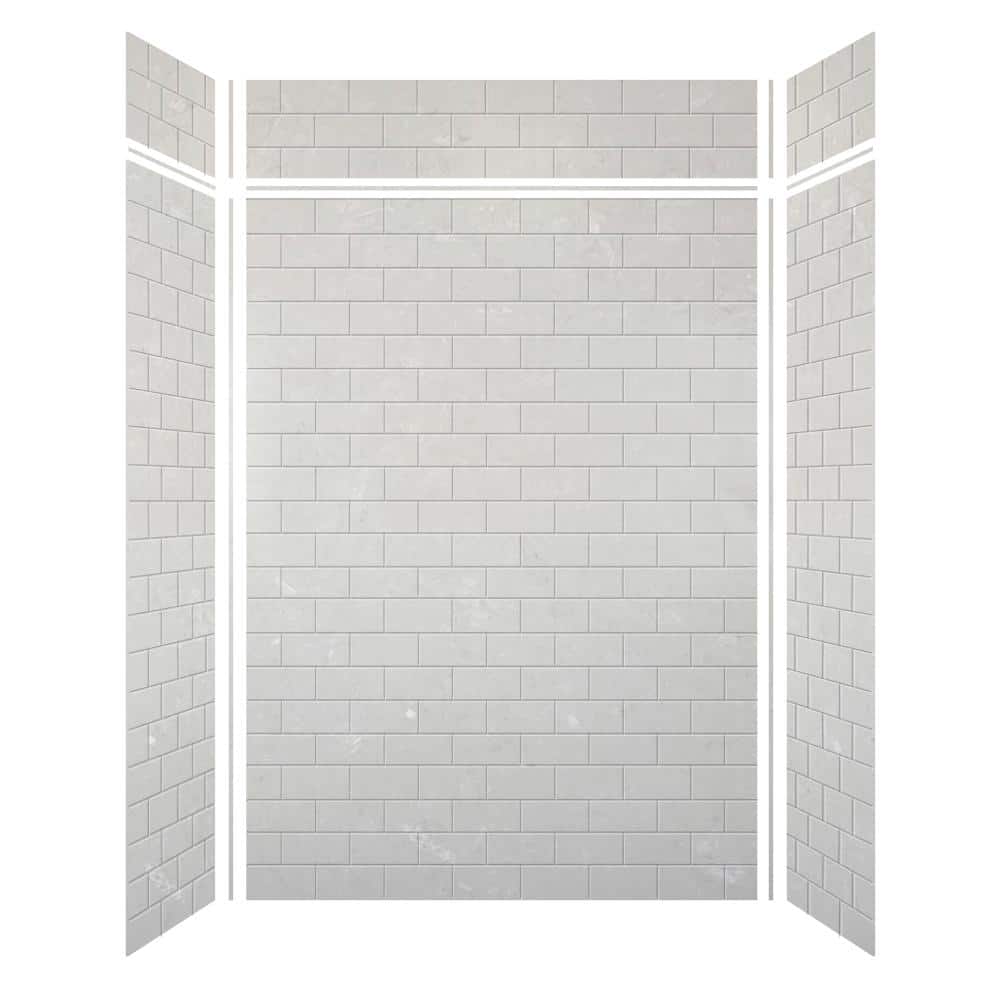 Lunar Gray 60'' x 96'' Solid Surface Subway Tile Shower Wall Kit