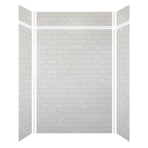 Transolid Saramar 60 in. W x 96 in. H x 36 in. D 6-Piece Glue to Wall Alcove Shower Wall Kit with Extension in Lunar