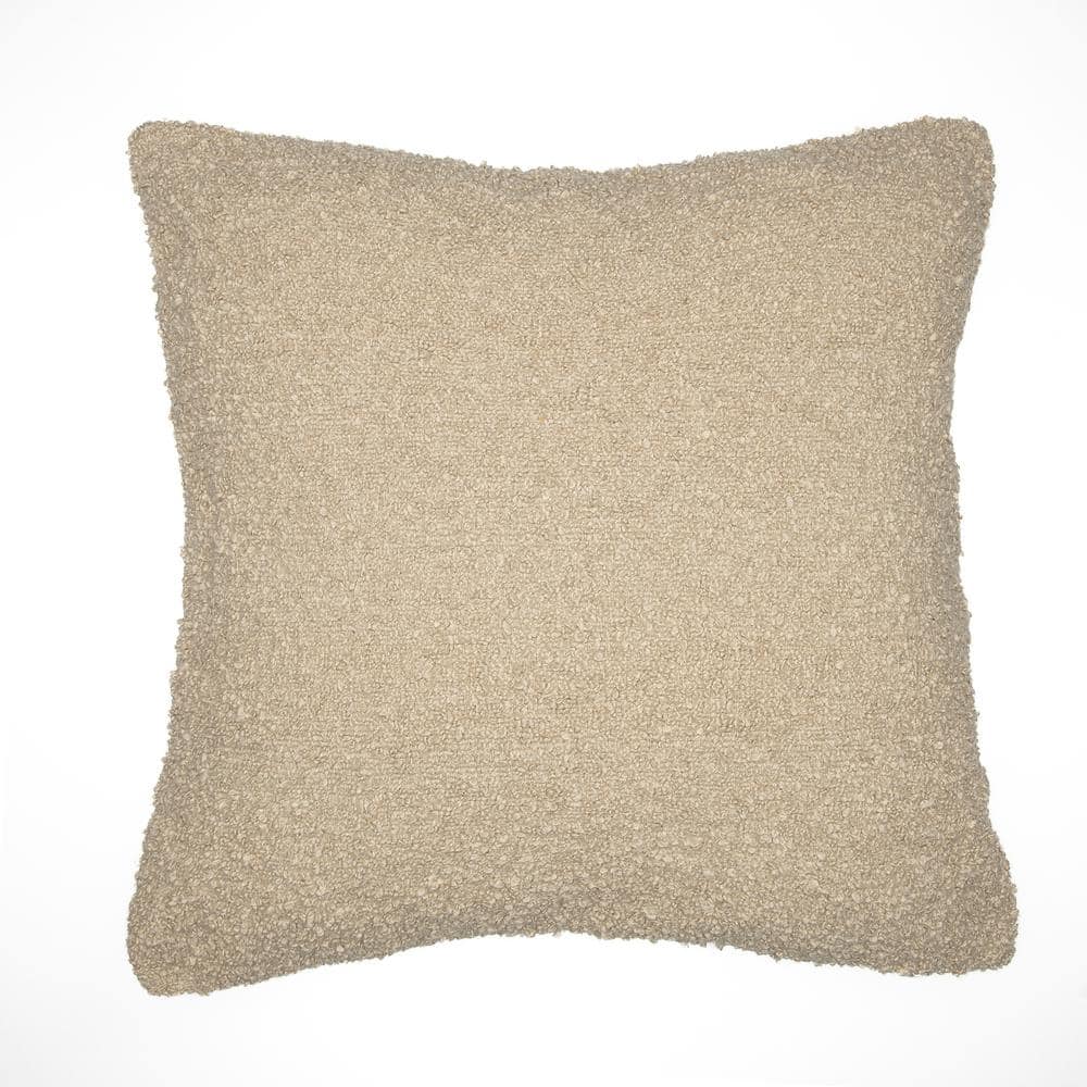 Grace Beige Solid Color Boucle Hand-Woven 20 in. x 20 in. Indoor/Outdoor Th