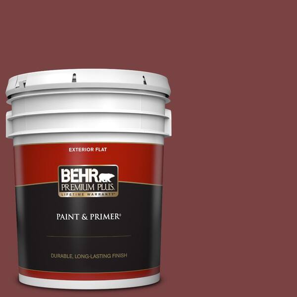BEHR PREMIUM PLUS 5 gal. #S-H-140 Cinnamon Cherry Flat Exterior Paint & Primer