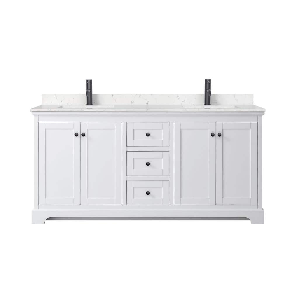 Avery 72'' White Double Bathroom Vanity with Marble Top