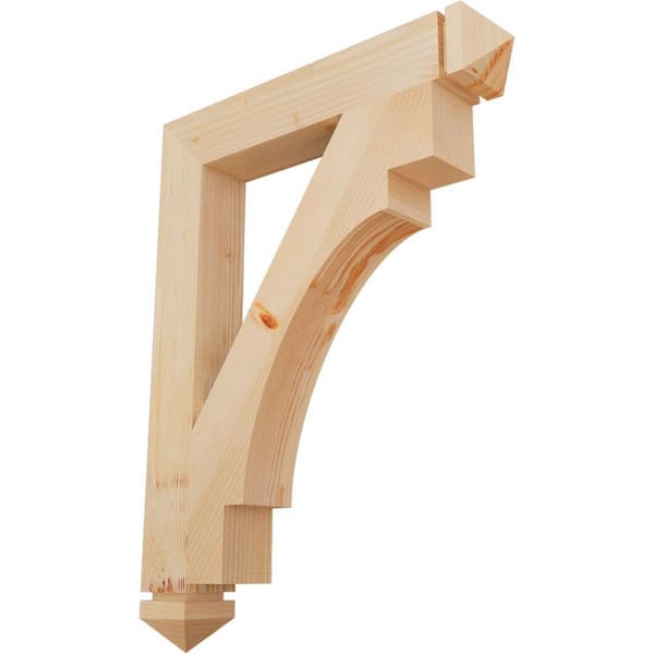 Ekena Millwork 3.5 in. x 34 in. x 26 in. Douglas Fir Merced Arts and Crafts Smooth Bracket