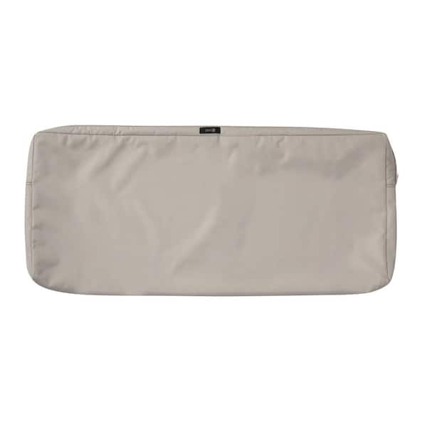 Classic Accessories Ravenna 48 in. W x 18 in. D x 3 in. H Patio Bench/Settee Cushion Slip Cover in Mushroom