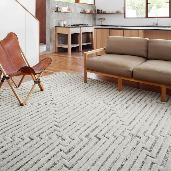 Brooklyn Blue/Ivory 8 ft. x 11 ft. Geometric Polypropylene Area Rug