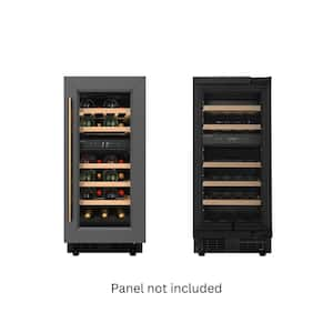 Reserve 15 in. Under Counter Panel Ready Dual Zone Beverage and Wine Cooler, 23 Bottle Capacity, Wooden Shelves in Black