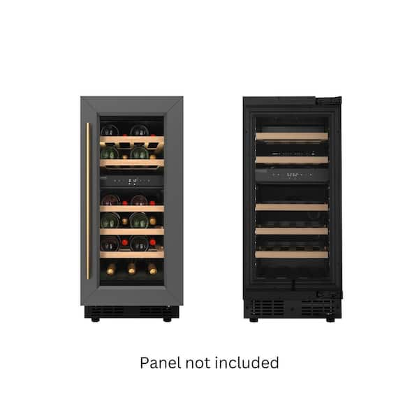 Koolmore Reserve 15 in. Under Counter Panel Ready Dual Zone Beverage and Wine Cooler, 23 Bottle Capacity, Wooden Shelves in Black