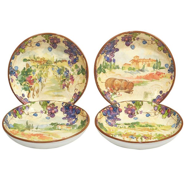 Certified International Vino 8.5 in. Multi-Colored Soup/Pasta Bowl (Set of 4)