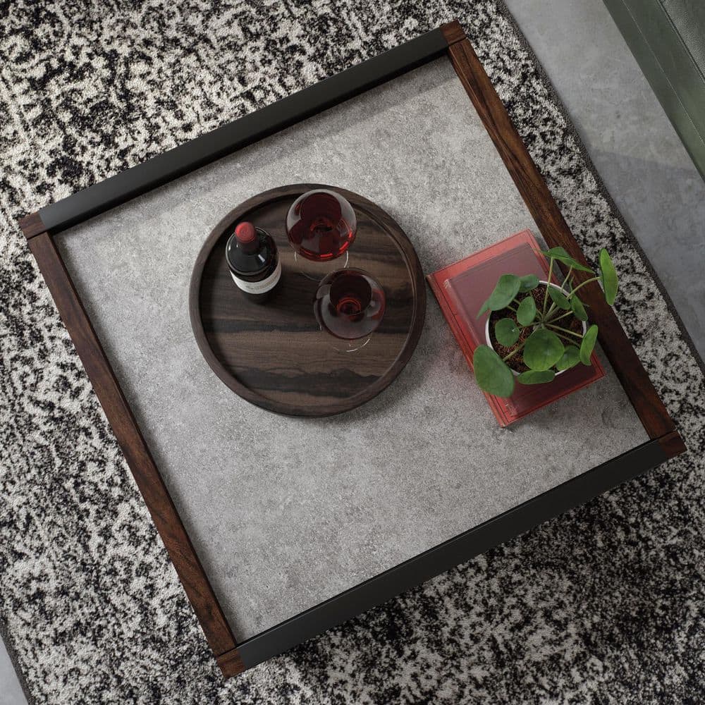 Manhattan Gate Square Rich Walnut Coffee Table with Storage