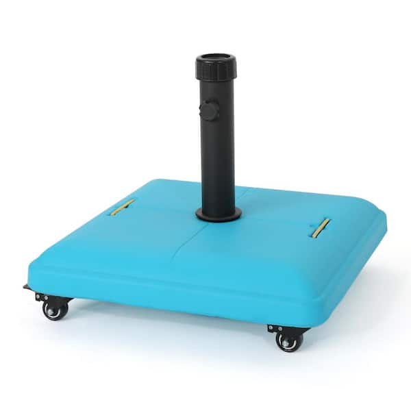 83 lb. Square Patio Umbrella Base with Wheels 19.60 in. Teal