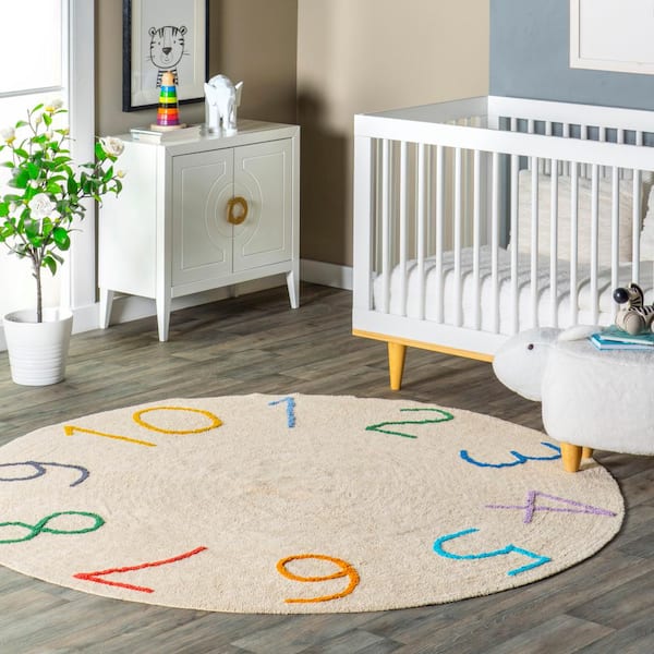 nuLOOM Kids Washable Round Alphabet Rug Yellow 6 ft. x 6 ft. Area Rug  SVDC01E-R606 - The Home Depot