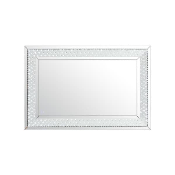 Unbranded Timeless Home 32 in. W x 48 in. H Contemporary Rectangular Iron Framed LED Wall Bathroom Vanity Mirror in Clear Mirror