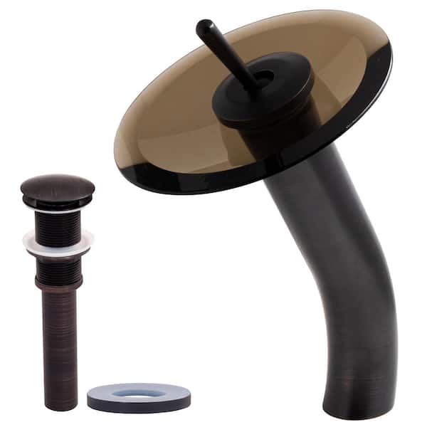 Novatto Falls Single Hole Single-Handle Bathroom Faucet with Drain Assembly in Oil Rubbed Bronze and Tea