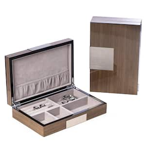 9.75 in. D x 2.5 in. H x 6.25 in. W Wood Jewelry Chest in Ash Wood