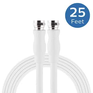 25 ft. RG6 Dual Shield Coaxial Cable with F-Type Connectors in White
