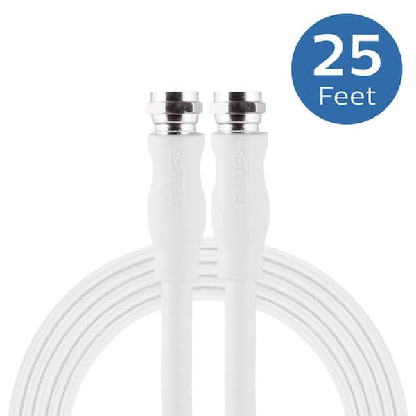 Philips 25 ft. RG6 Dual Shield Coaxial Cable with F-Type Connectors in White