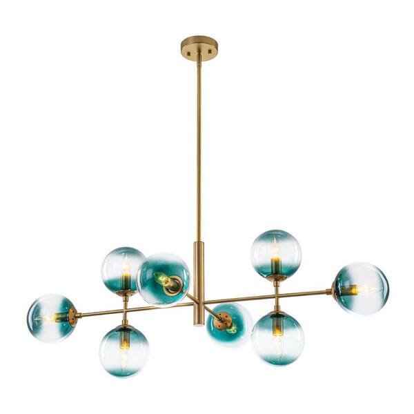 HUOKU Dimma 8-Light 43.3-in.W Brushed Gold with Gradient Blue