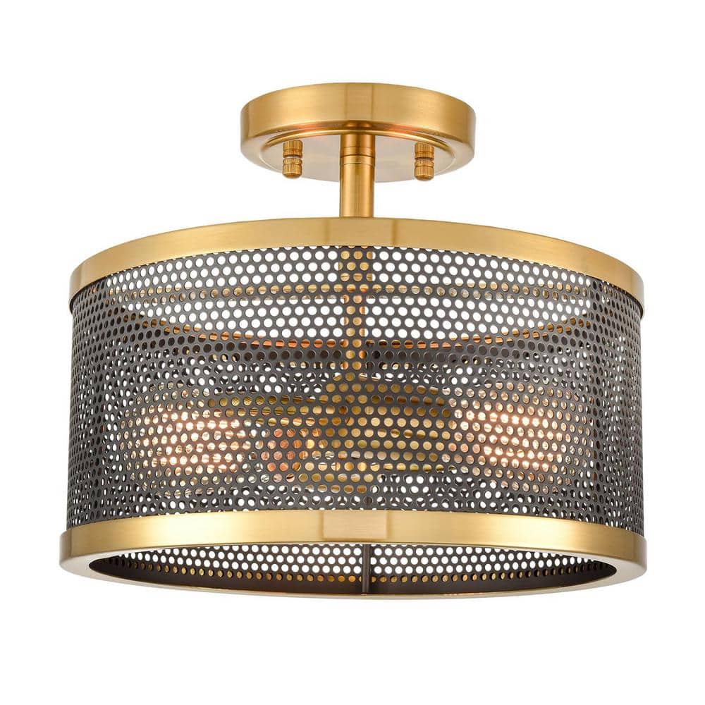 12 in. 2-Light Gold Modern Semi-Flush Mount with No Glass Shade and No Bulbs Included 1-Pack price history on PriceWatchPro