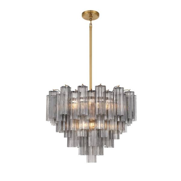 00633779052224,26.75, Addis 12 Light Aged Brass Chandelier