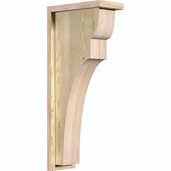 Ekena Millwork 6 in. x 12 in. x 28 in. Douglas Fir Yorktown Rough Sawn Corbel with Backplate