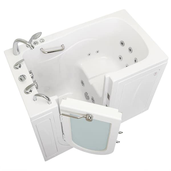 Ella Capri 52 in. Acrylic Walk-In Whirlpool Bathtub in White with Left Door, 5 Piece Faucet, Heated Seat, 2 in. Dual Drain