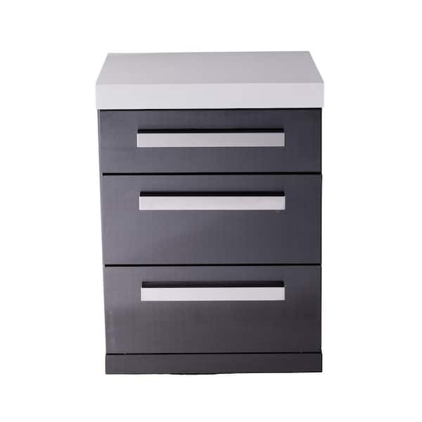 Black Series 25 in. Stainless Steel 3 Soft-Closing Drawer Outdoor Kitchen Access Drawers Unit