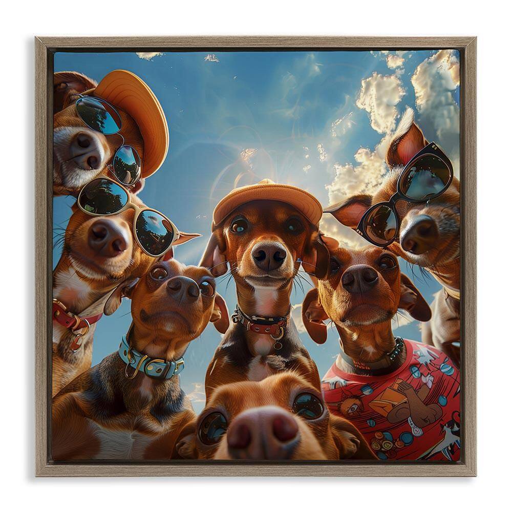 Funny Wiener Dog Selfie by Jim Baldwin Brown Floater Frame Animal Graphic Art Print 25 in. x 25 in. price history on PriceWatchPro