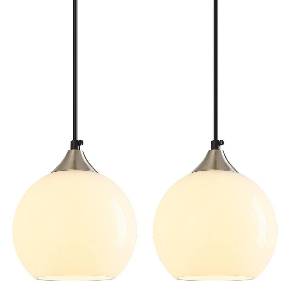 Home Lighting 60W 2-Light Milky Luster Glass Modern Globe Pendant Light Fixtures for Kitchen Island (5.9 in, 2-Pack) price history on PriceWatchPro
