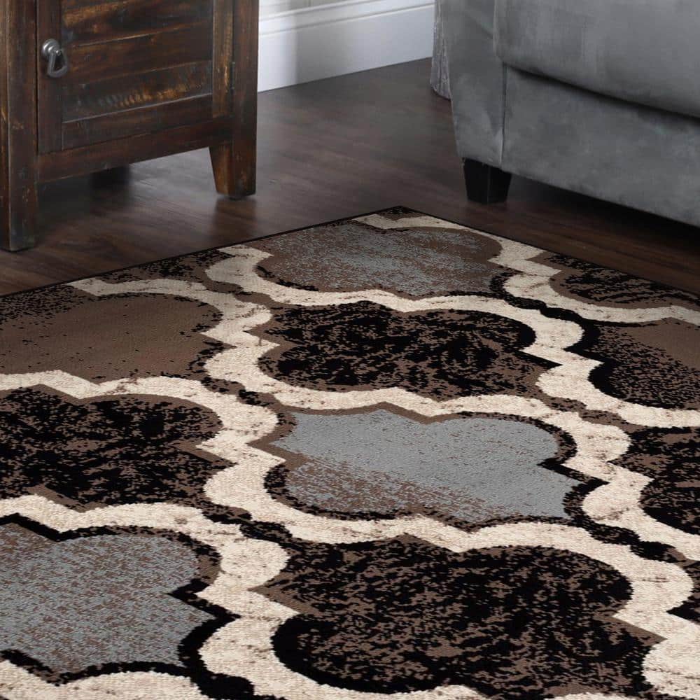 Superior Viking Trellis Indoor Large Area Rug, 8' x 8' Square, Chocolate