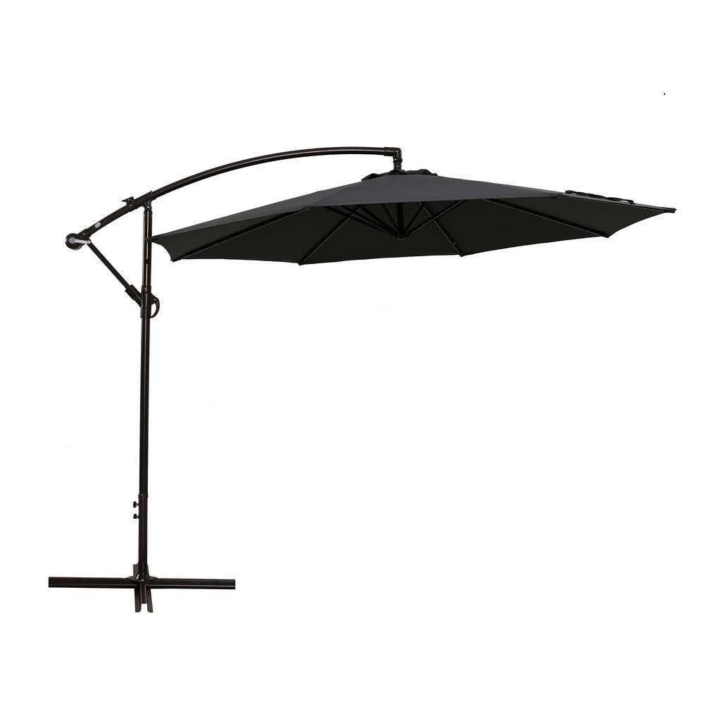 10 ft. Outdoor Dining Table Gray Cantilever Umbrella for Garden, Deck, Back