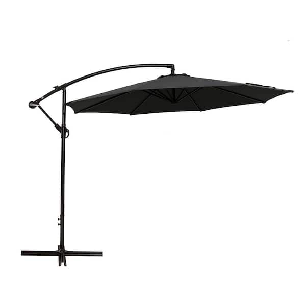Unbranded 10 ft. Outdoor Dining Table Gray Cantilever Umbrella for Garden, Deck, Backyard and Pool