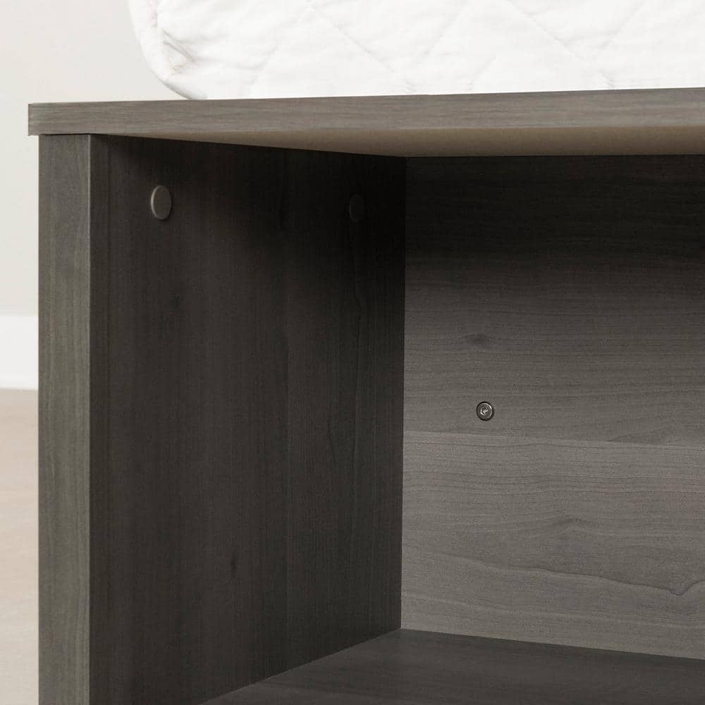 Gray Maple Queen Storage Bed with Wicker Baskets