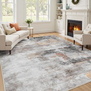 Monet Grey/Red 8 ft. x 10 ft. Modern Abstract Area Rug