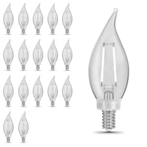 60-Watt Equivalent BA10 White Filament Clear Glass Chandelier E12 Candelabra LED Light Bulb Soft White 2700K (18-Pack)