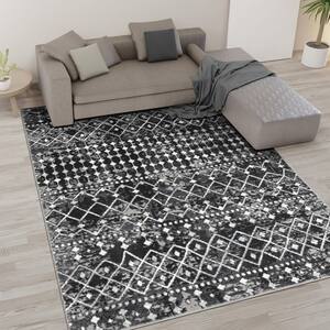 Reese Charcoal 5 ft. x 7 ft. Moroccan Global Woven Area Rug