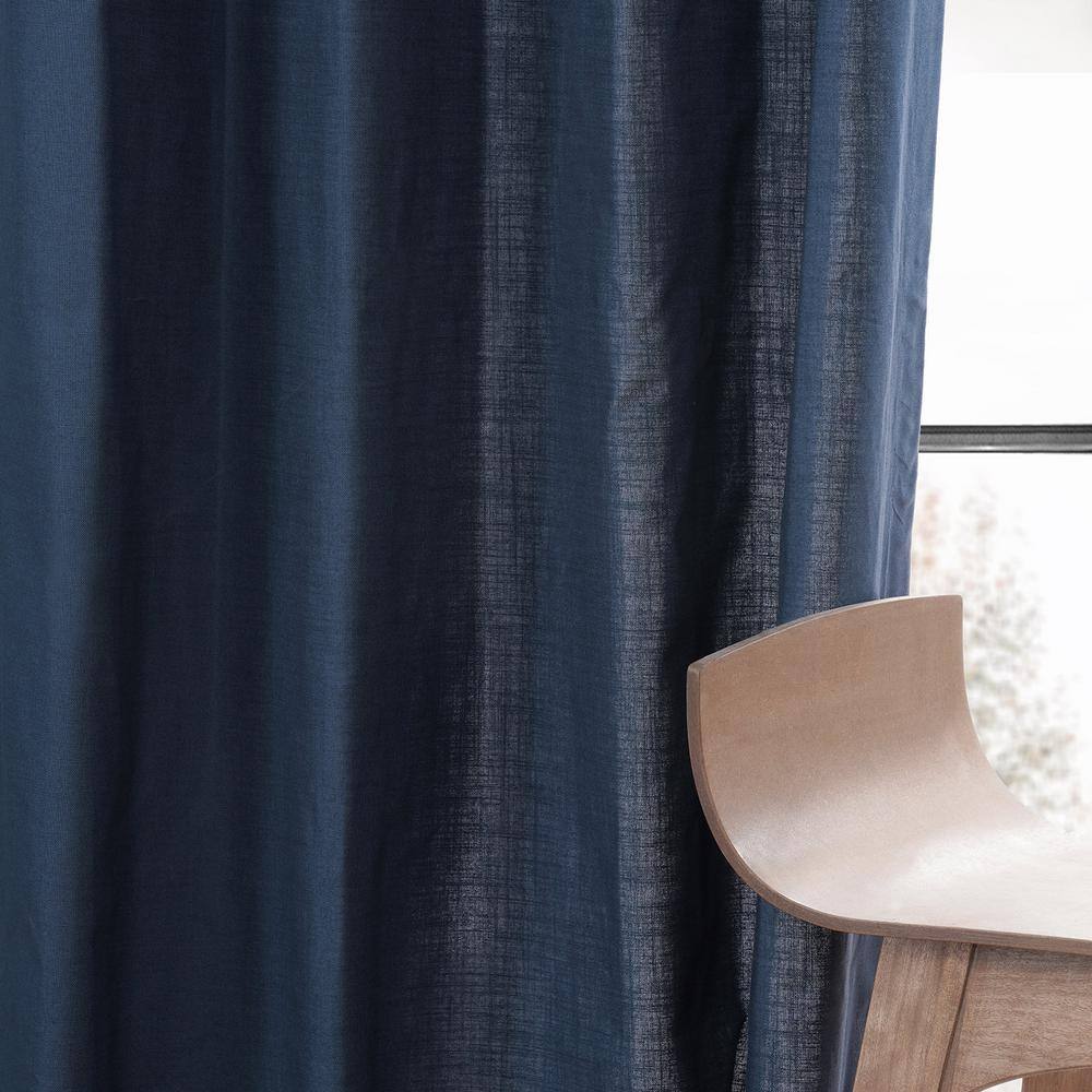 Noble Navy Cotton Light-Filtering Rod Pocket Curtains, 50W x 96L