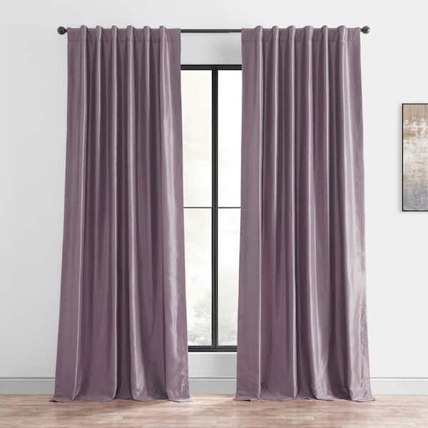 Exclusive Fabrics & Furnishings Smokey Plum Textured Rod Pocket Blackout Curtain - 50 in. W x 84 in. L (1 Panel)