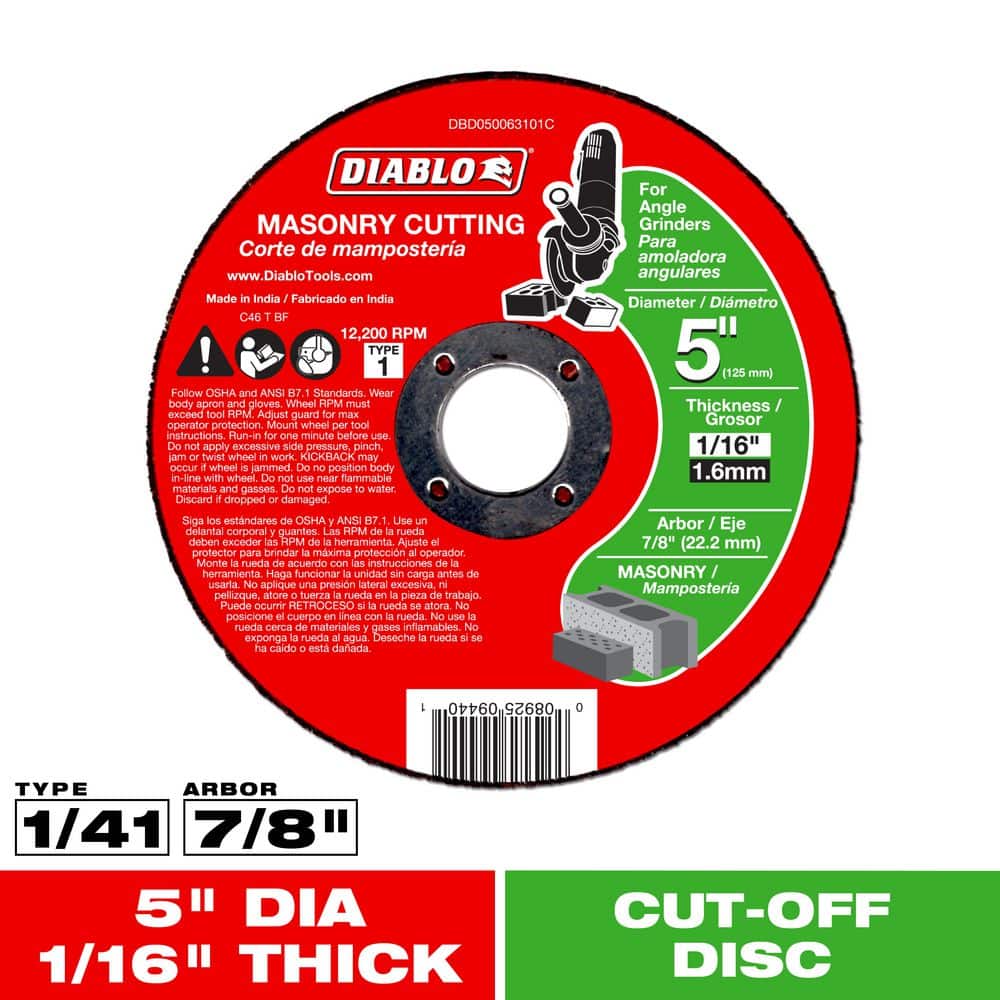 ●M.C. DEE DIABLO 5 in. x 1/16 in. x 7/8 in. Masonry Cutting Disc