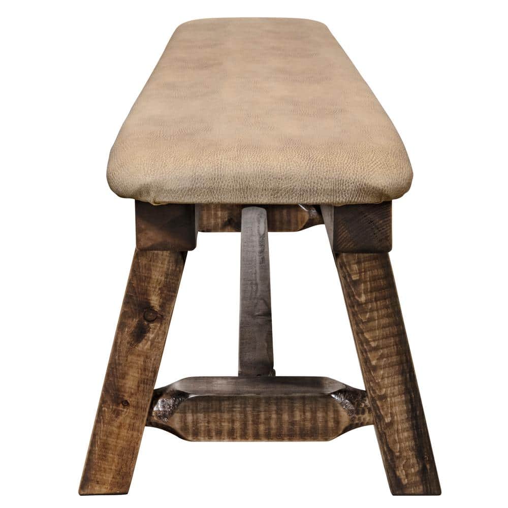 Homestead Rustic Buckskin Upholstered 5ft Plank Bench