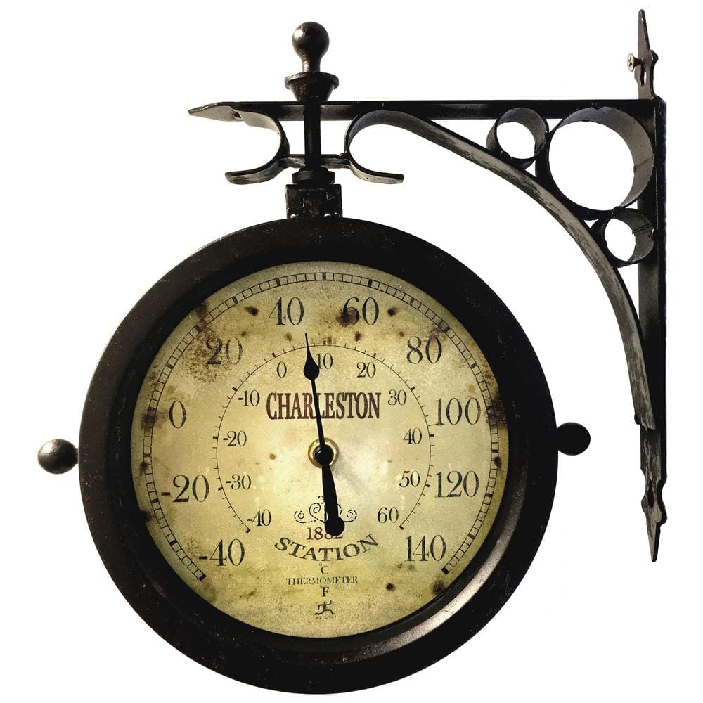Charleston 12" Dual-Faced Brown Metal Wall Clock