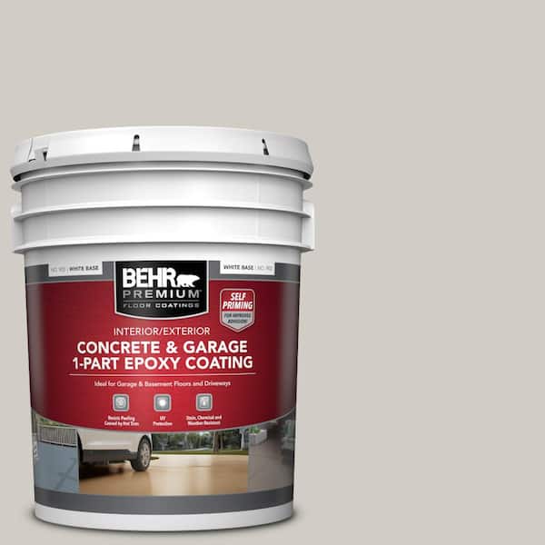 BEHR PREMIUM 5 gal. #HDC-NT-20 Cotton Grey Self-Priming 1-Part Epoxy Satin Interior/Exterior Concrete and Garage Floor Paint