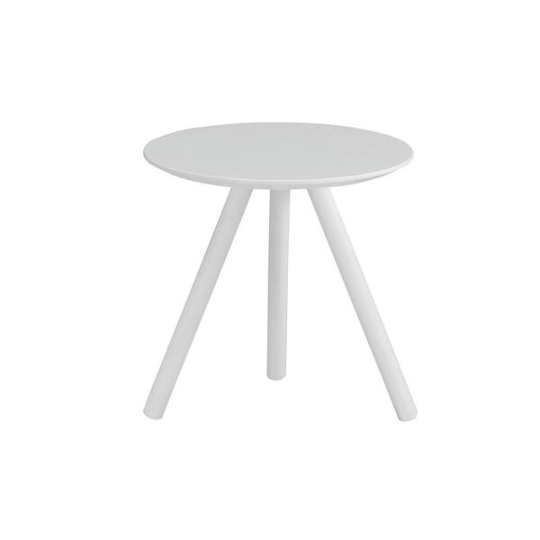 Sunjoy Point Breeze Solid White Side, Small White End Table Round