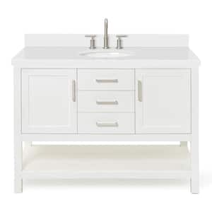 Bayhill 49 in. W x 22 in. D x 36 in. H Bath Vanity in White with Pure Pure White Quartz Top