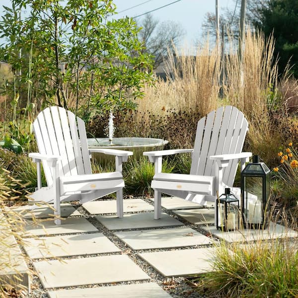 Highwood Hamilton White Folding and Reclining Plastic Adirondack Chair (2-Pack)